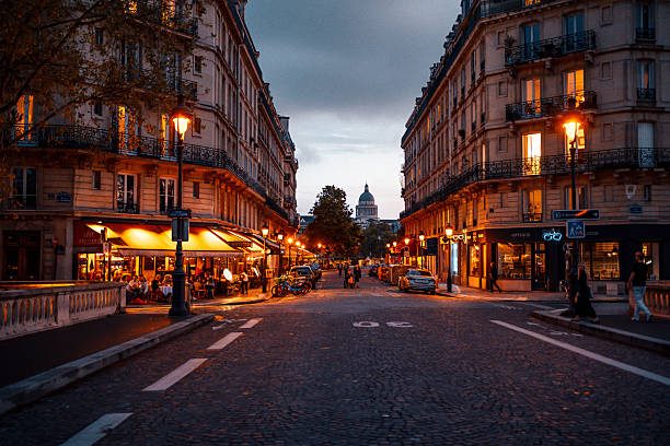 A Paris street awash in golden hour light